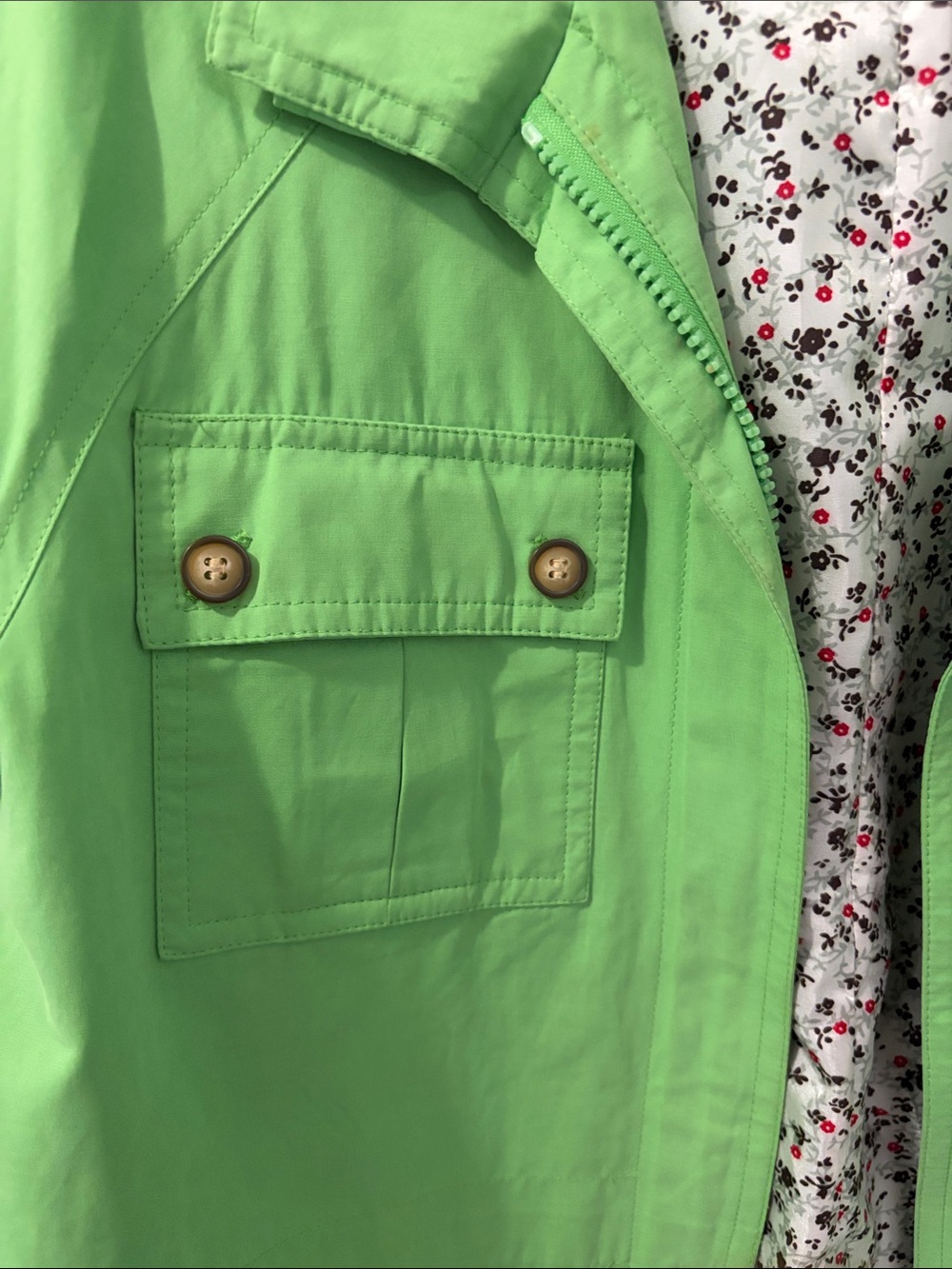 Talbots Bright Green Utility Jacket with Chest Pockets - Picture 3 of 7